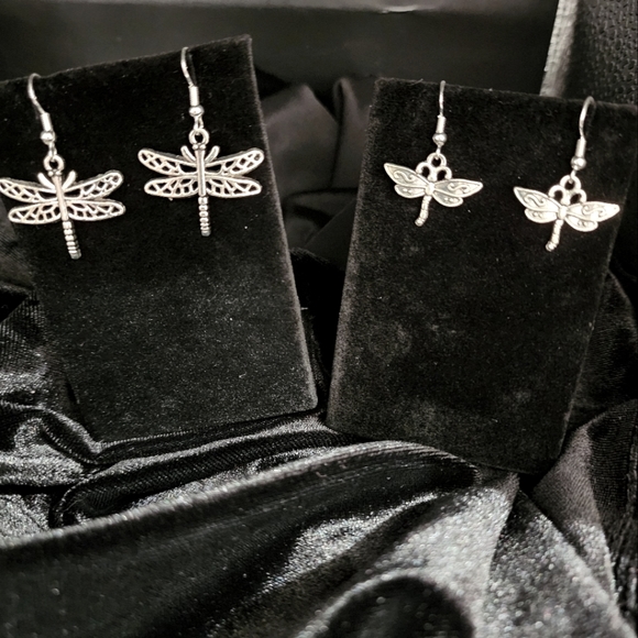 Silver Dragonfly Earring set D - Picture 1 of 6